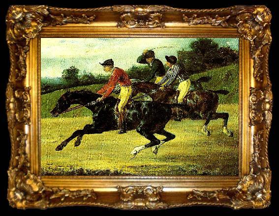 framed  charles emile callande course de chevaux montes, ta009-2